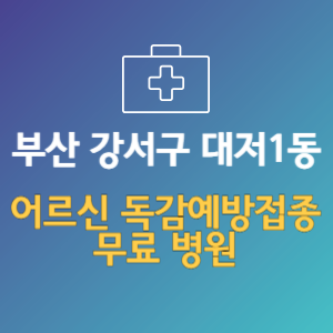 부산 강서구 대저1동 노인 독감예방접종 무료 병원 (인플루엔자 무료 접종 대상 날짜)