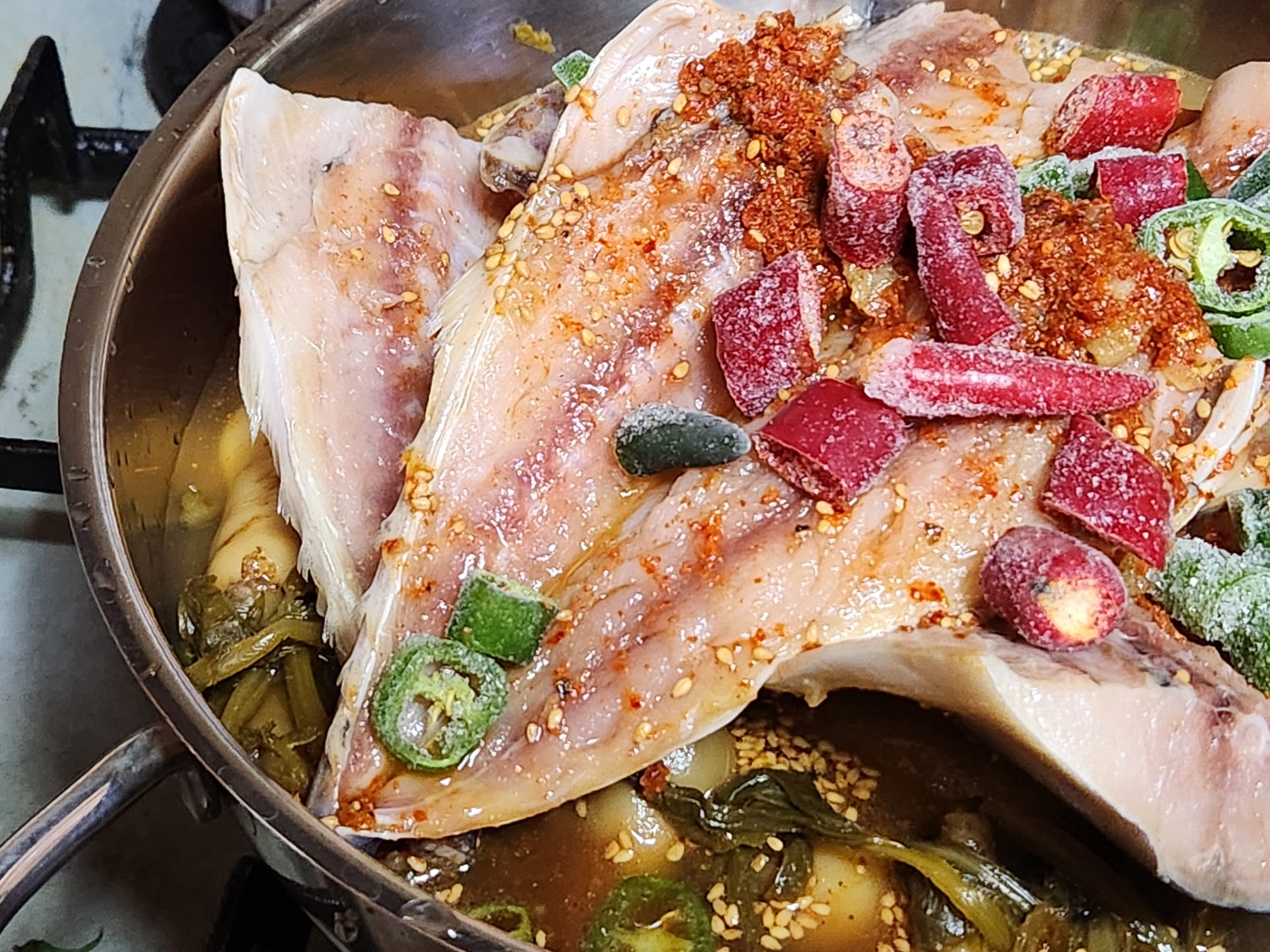 쌀뜨물알타리묵은지고등어찜