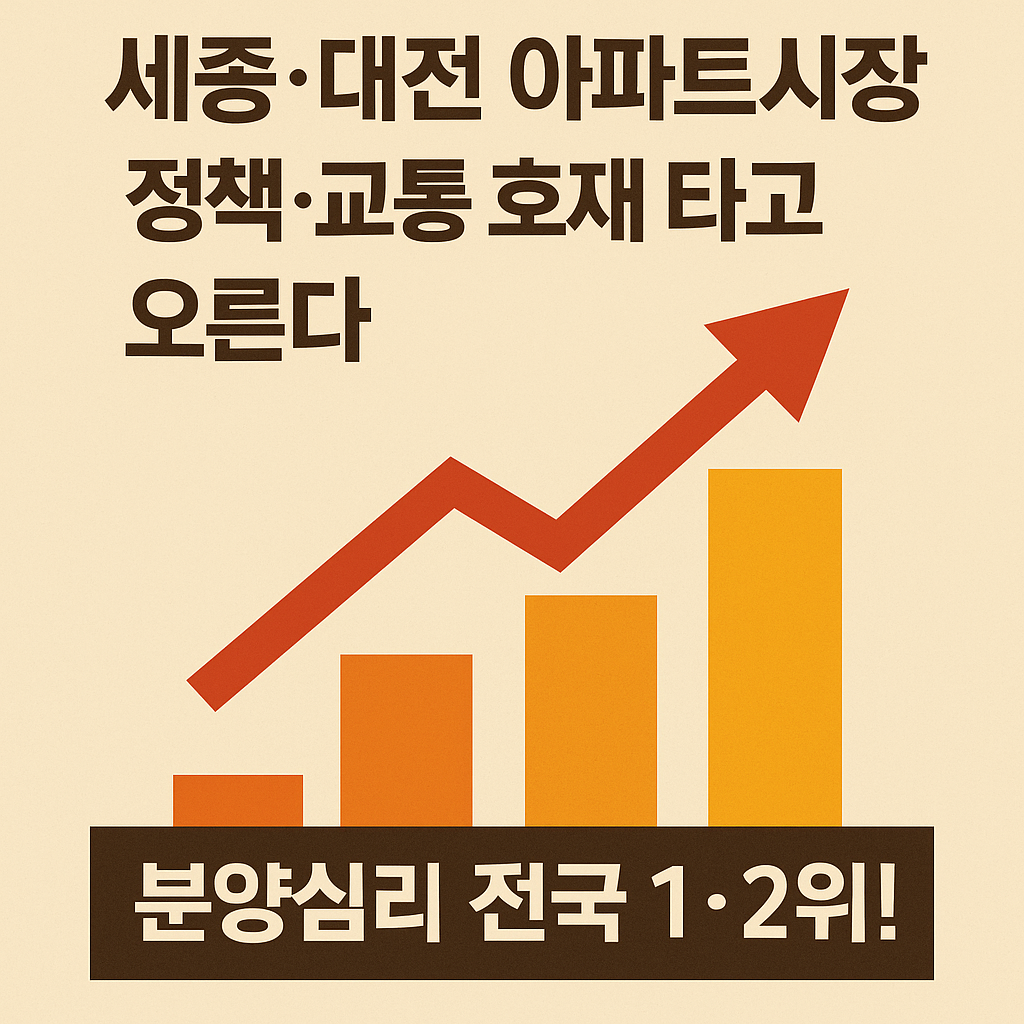 세종, 대전 아파트시장 정책, 교통 호재타고 오른다 분양심리 전국 1, 2위!