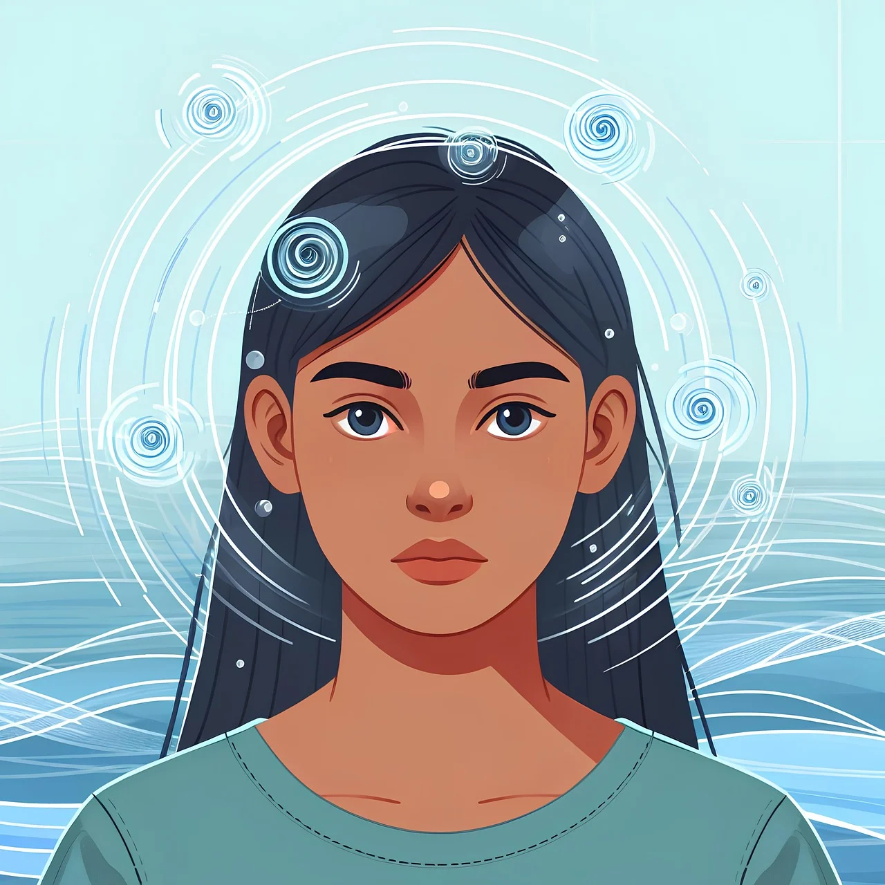 어지러운 한 소녀 ai 이미지