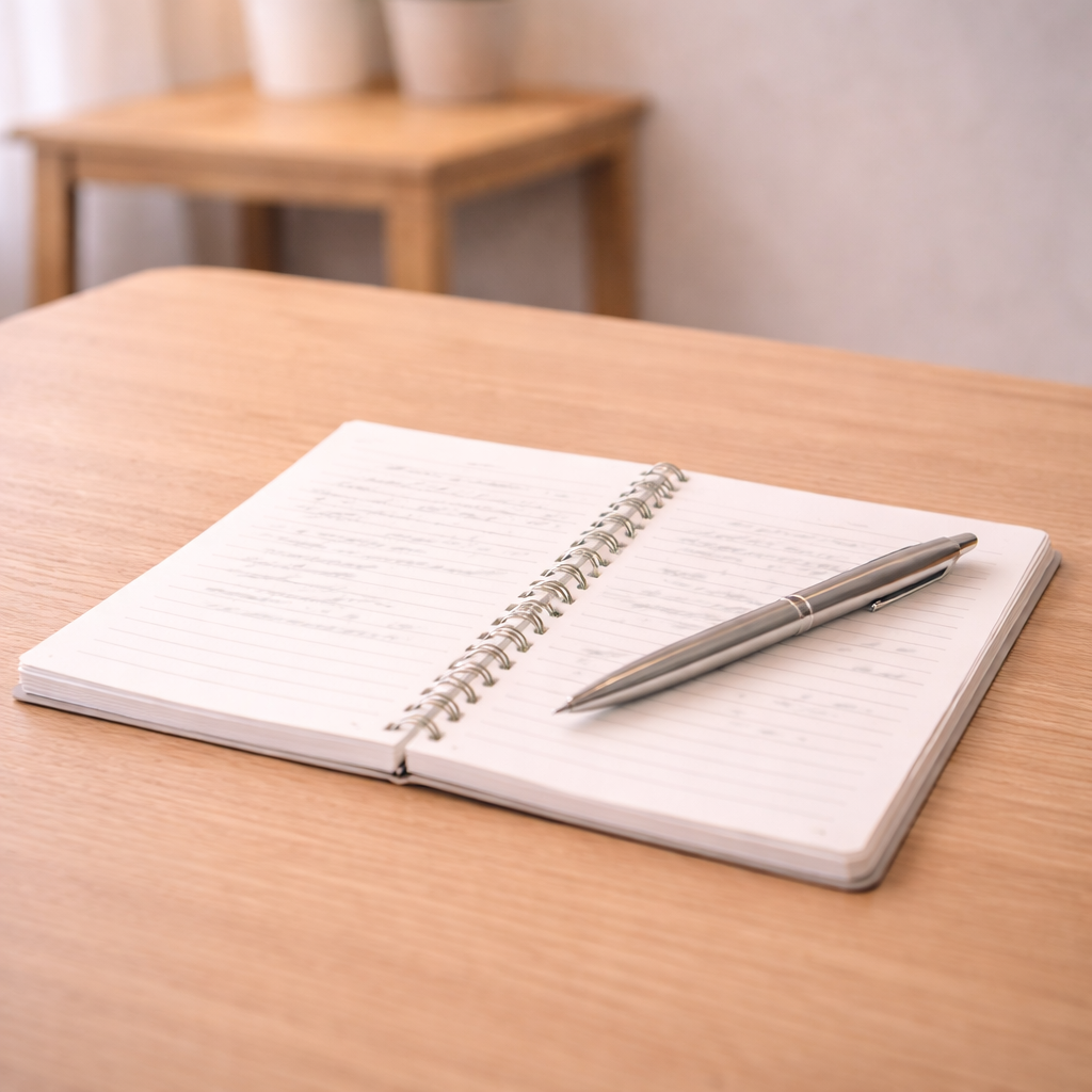 공황발작 패턴을 기록하는 습관을 상징하는 노트와 펜 이미지