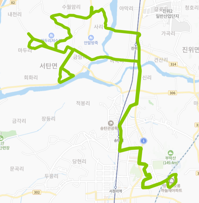 평택-88B번-버스-노선-지도