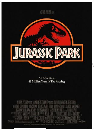스티븐 스필버그의 영화 쥬라기 공원 포스터.