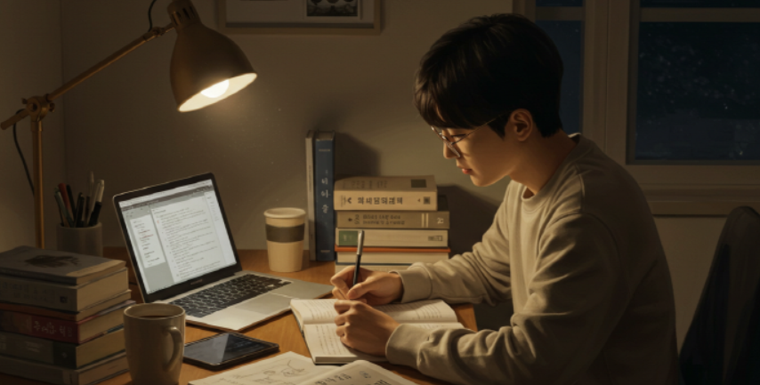 책상에서 공부하기