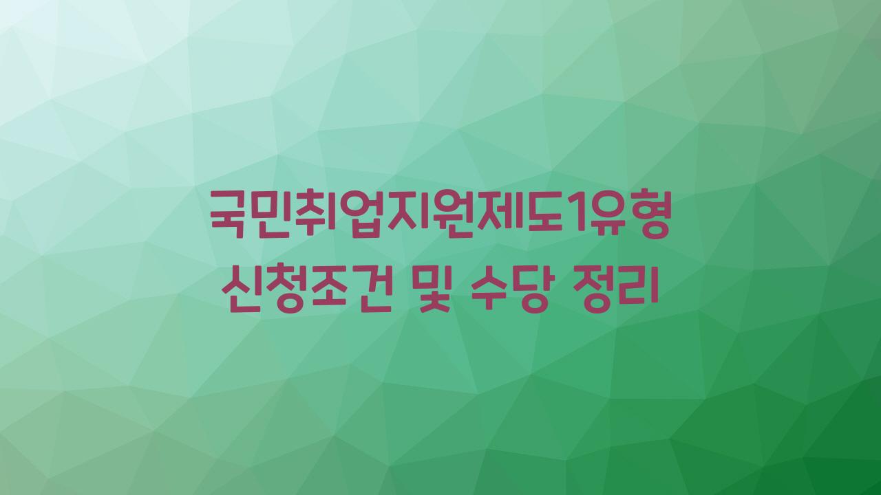 국민취업지원제도1유형