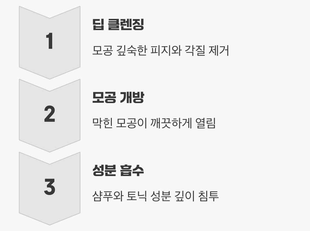 샴푸의 효과를 두 배로, 딥 클렌징 효과