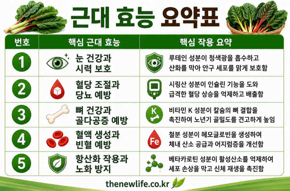 근대 효능 요약표
