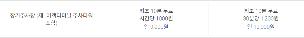 인천공항 장기주차장요금