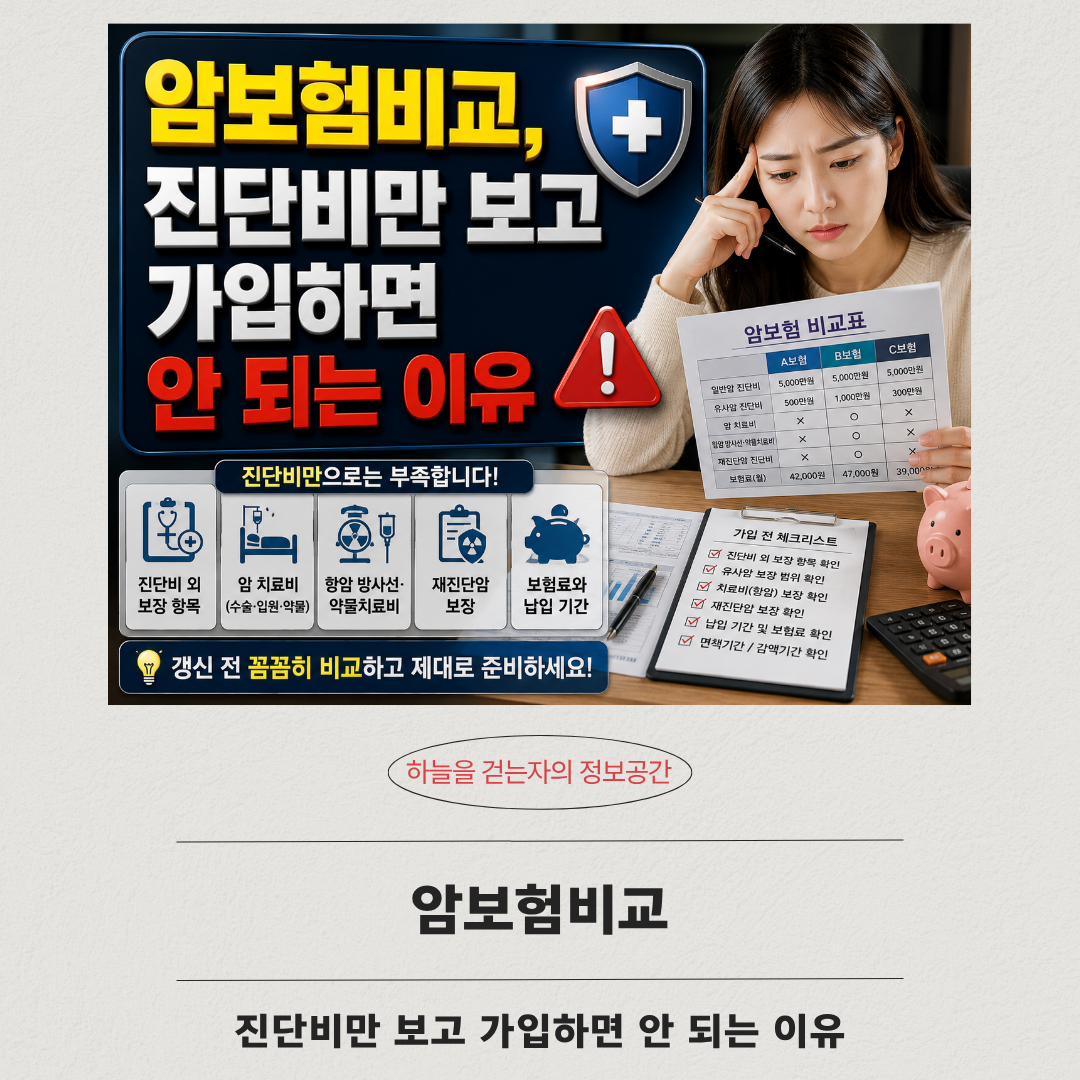 암보험비교, 진단비만 보고 가입하면 안 되는 이유