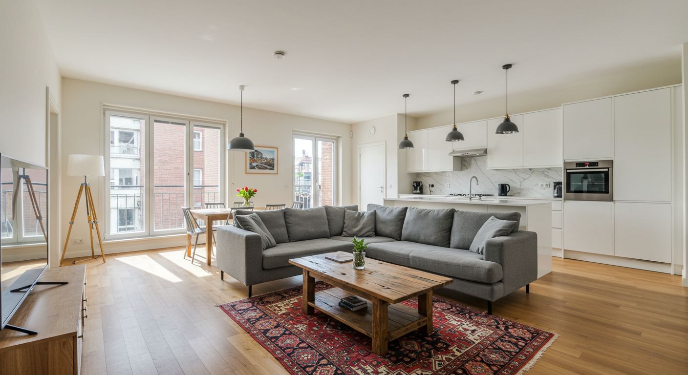 아파트 거실과 주방 사진