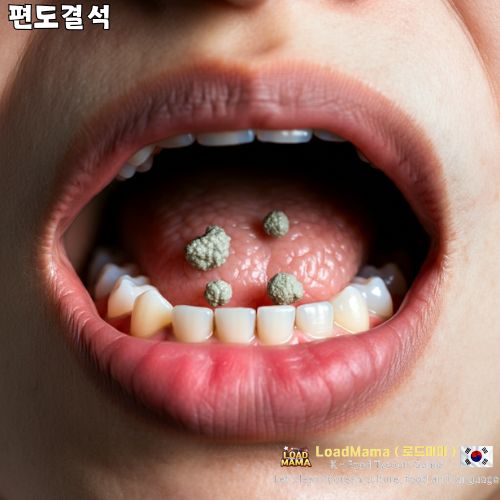 편도 결석, 노란 알갱이가 보인다
