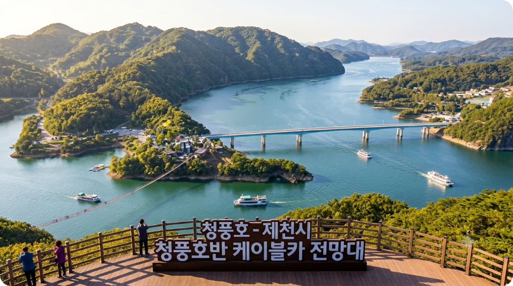 반값 여행 혜택지 - 충북 제천 청풍호 AI 이미지