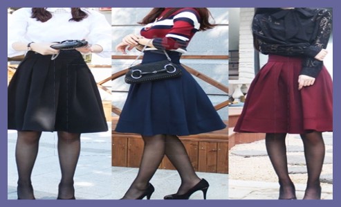 블라우스와 매치되는 플레어 스커트 코디 8가지