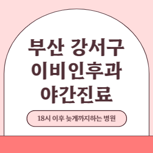 부산 강서구 야간진료 이비인후과 병원 (18시 이후 늦게까지하는 병원)