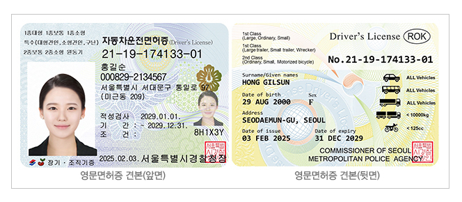 운전면허증 샘플 사진