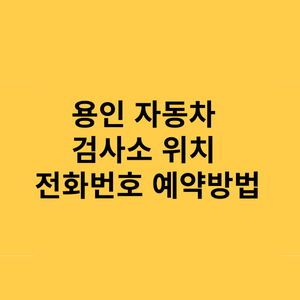 용인 자동차 검사소 위치 전화번호 예약방법