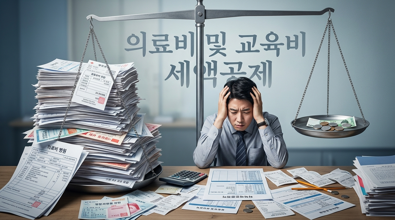 2025년 기준 의료비 세액공제 3% 최저 기준선 계산법과 맞벌이 부부의 의료비 몰아주기 전략 효과를 비교 분석한 월급연구원의 공제 완전 정복 가이드 인포그래픽