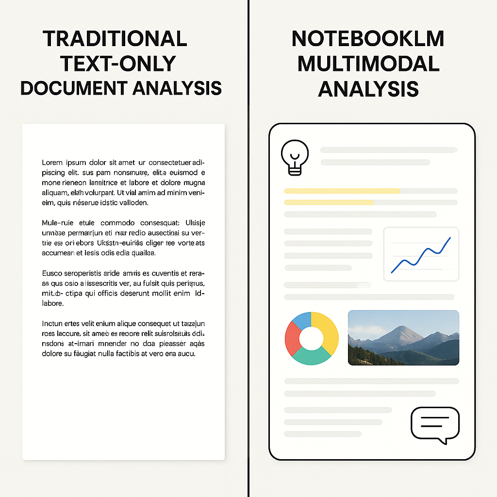 전통적인 텍스트 분석과 NotebookLM 멀티모달 분석의 차이점 비교