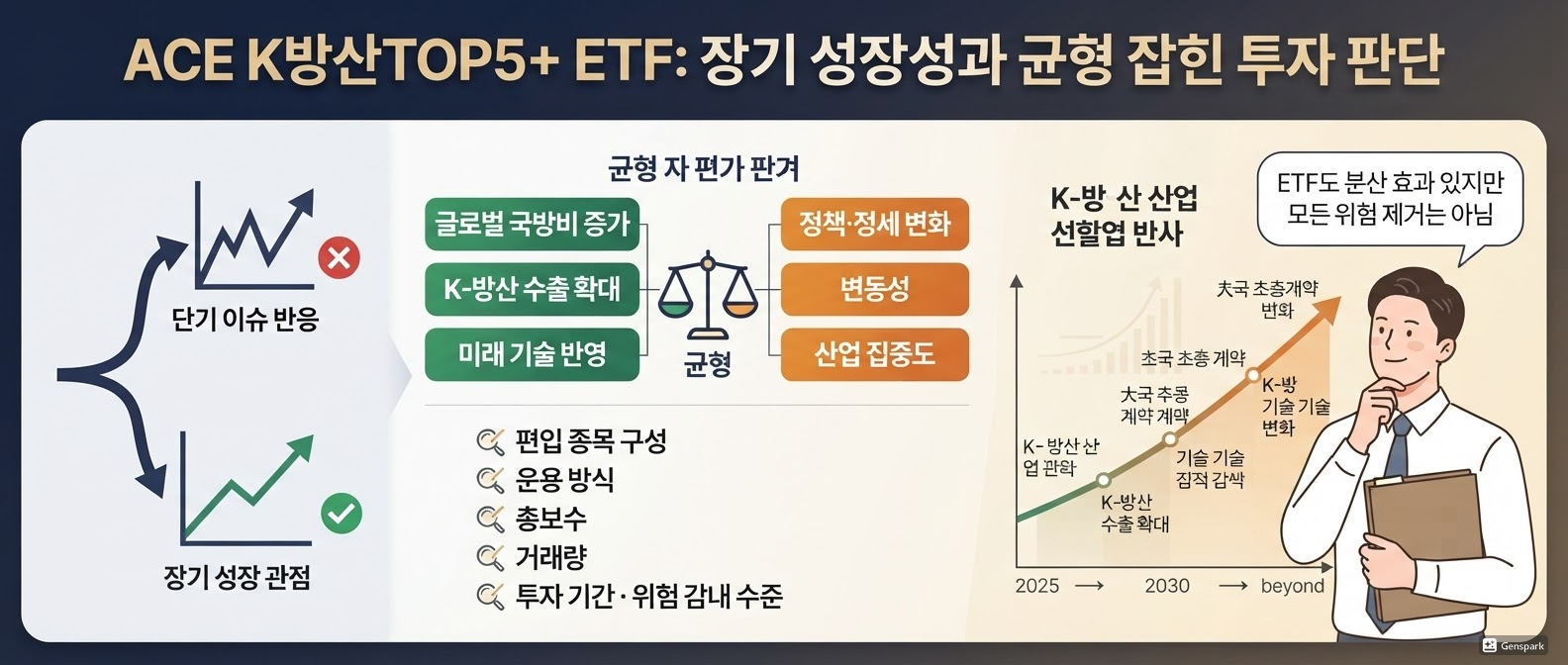 ACE K방산TOP5+ ETF: 장기 성장성과 균형 잡힌 투자 판단