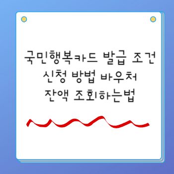 국민행복카드 발급 조건 및 신청 방법 바우처 잔액 조회하는법