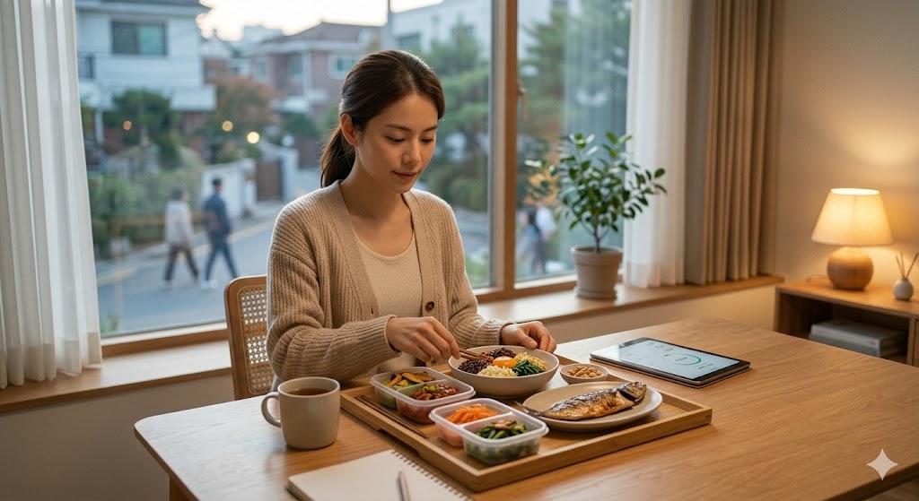 혼자서도 정갈한 건강 식사를 챙기는 모습