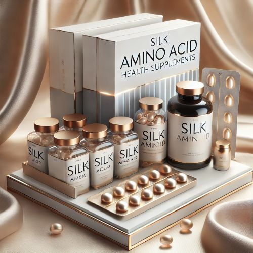 여러 종류의 실크 아미노산 건강 보조 식품의 사진