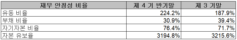 대덕전자 - 재무 안정성 비율
