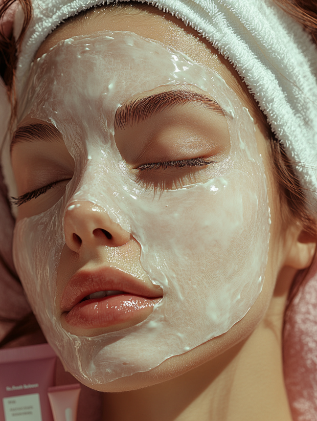 1일 1팩? 마스크팩 제대로 활용하는 법- 마스크팩을 하고 있는 젊은 여성 얼굴