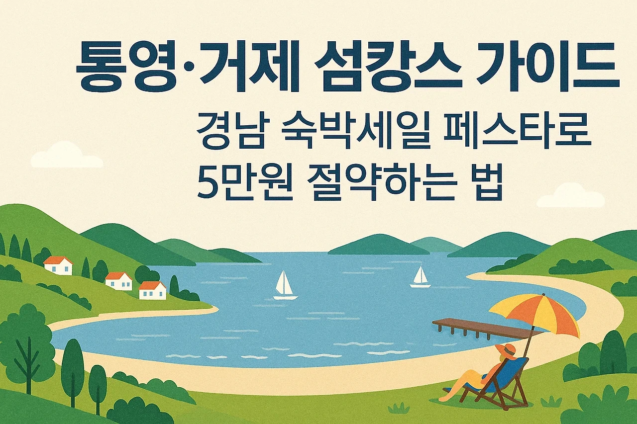 통영과 거제의 여름 여행지 풍경, 해안 절경과 케이블카를 배경으로 한 사람
