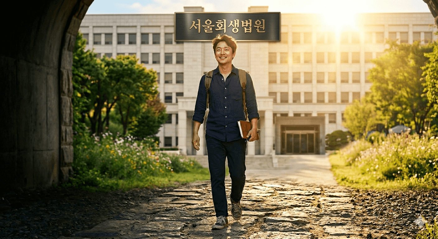 2026년 파산 면책을 받고 나오는 이미지