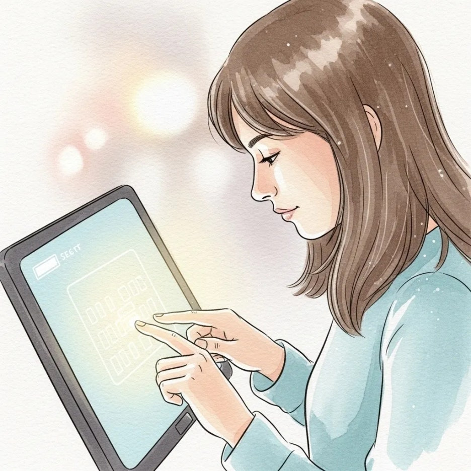 신중하게 공연 좌석을 선택하는 모습