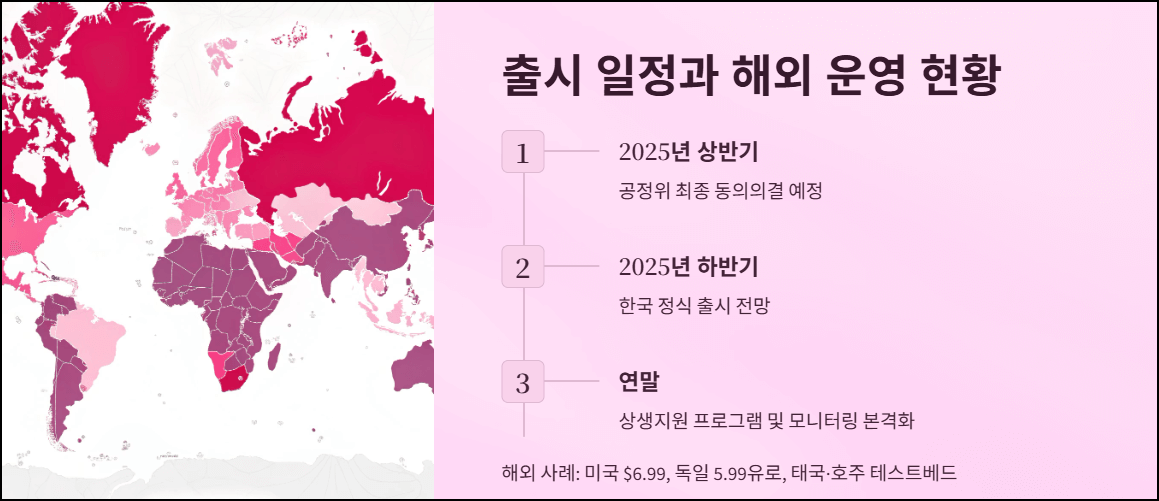 출시 일정과 해외 운영 현황