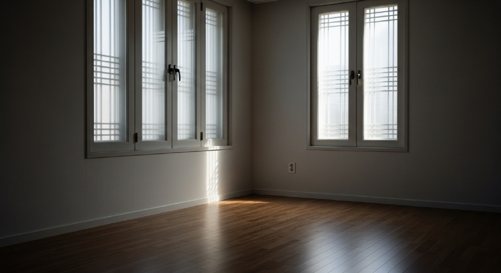 창문 닫힌 방 안 어두운 구석