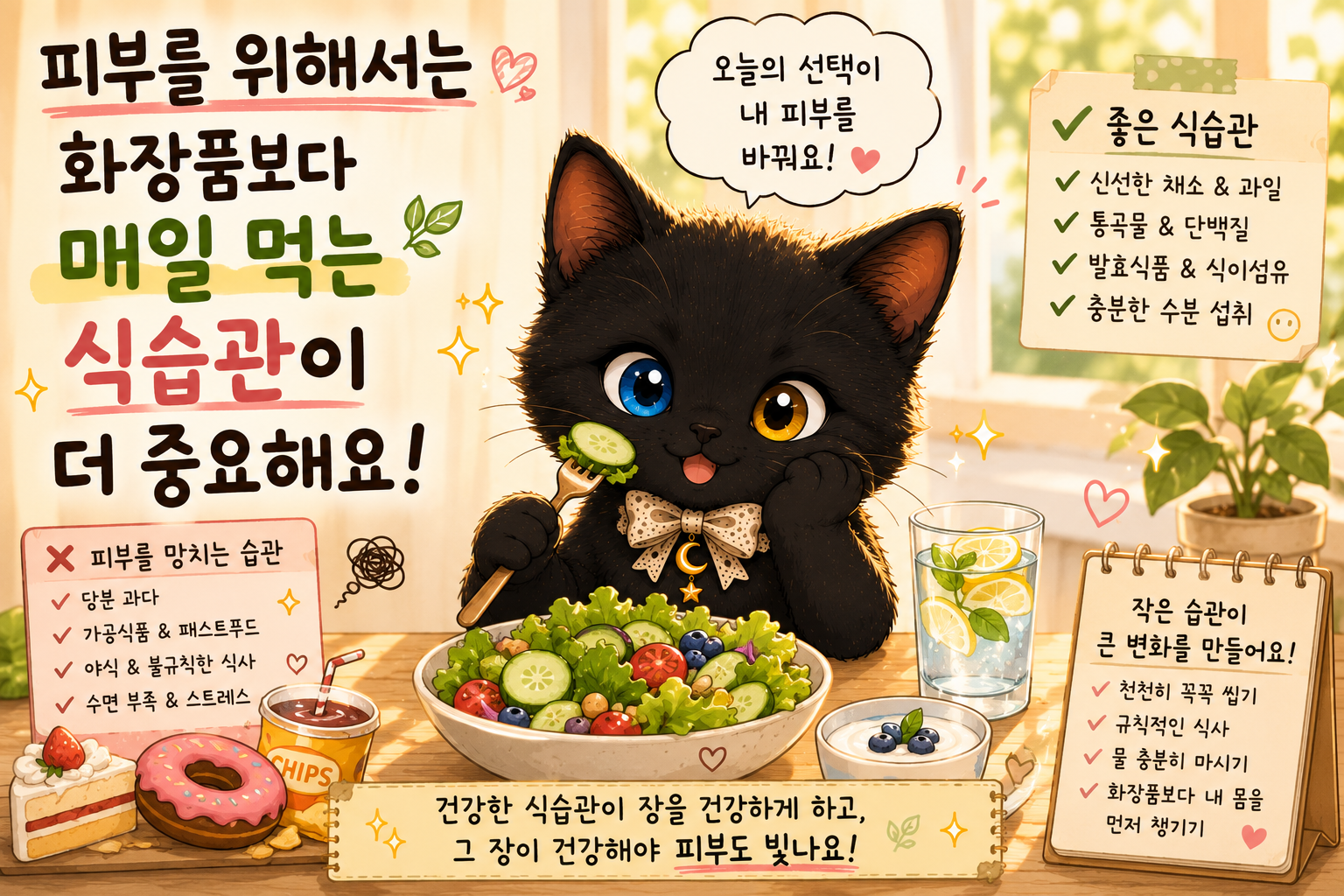 피부를 위해서는 화장품보다 매일 먹는 식습관이 더 중요할 수 있습니다