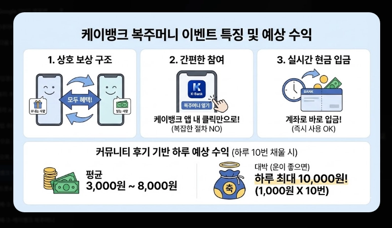 케이뱅크 복주머니 받는 법 [하루 최대 10번] 보상금 지급 조건 및 주의사항 총정리