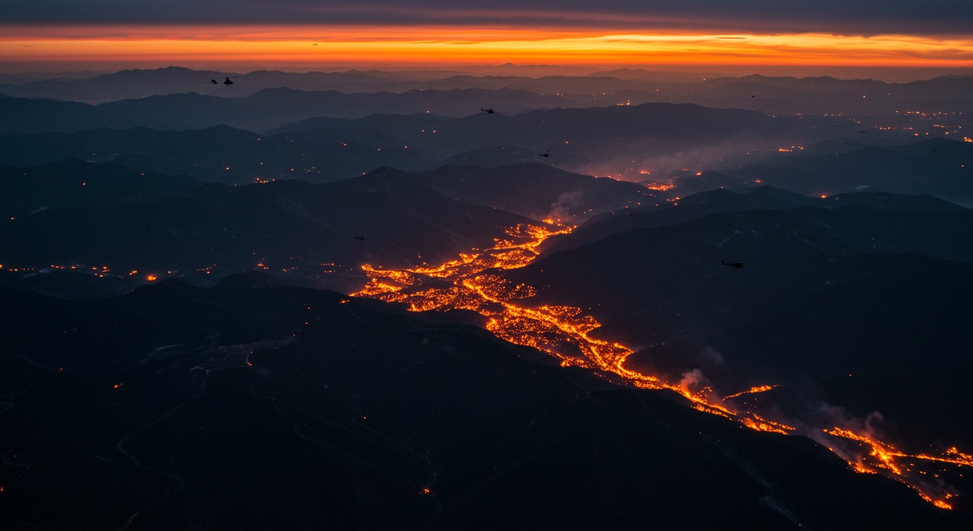산불의 규모와 확산 패턴을 보여주는 그래픽