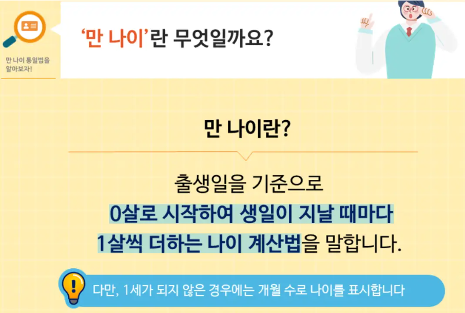 만나이 계산법을 알려주는 사진