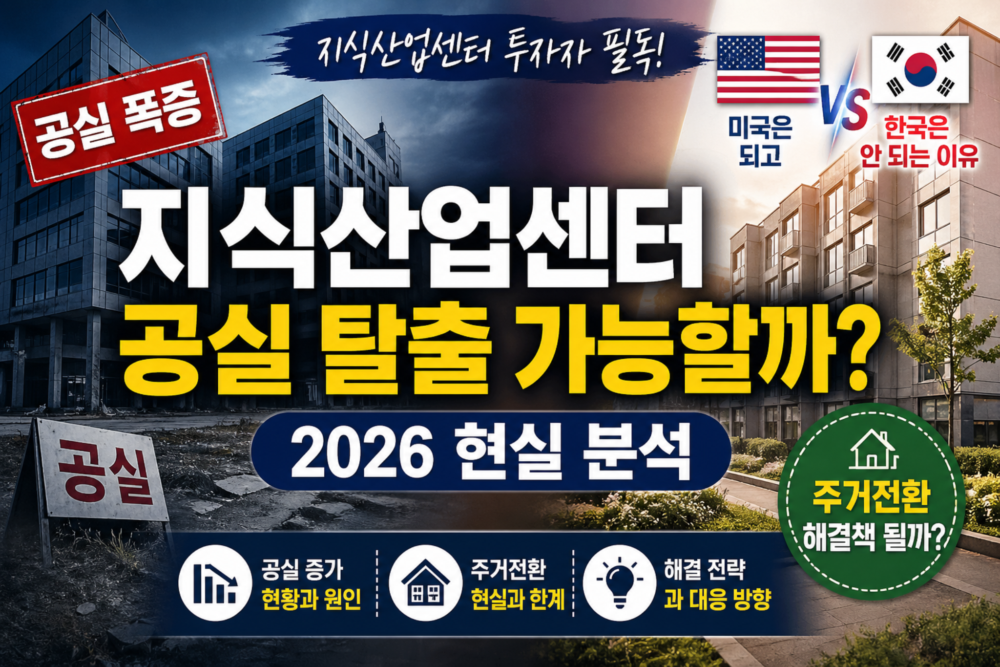 지식산업센터 공실 탈출 가능할까 2026 전망 주거전환 현실 분석 미국 한국 비교 이미지