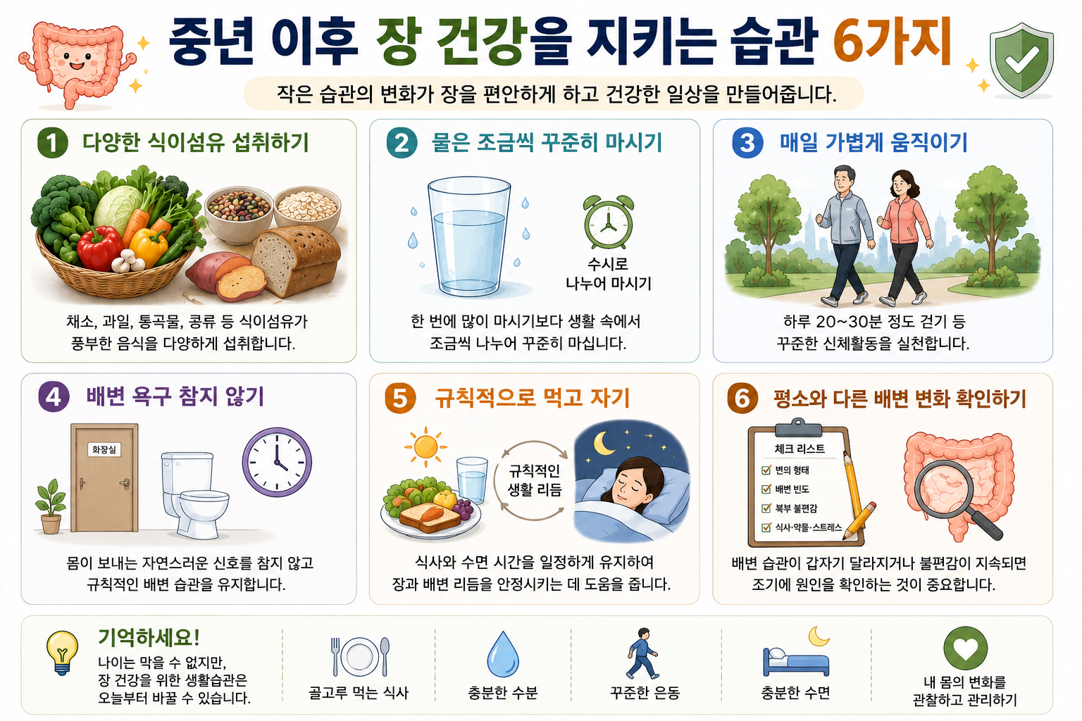 배변 욕구·생활 리듬·활동과 평소와 다른 증상을 살피는 관리 항목