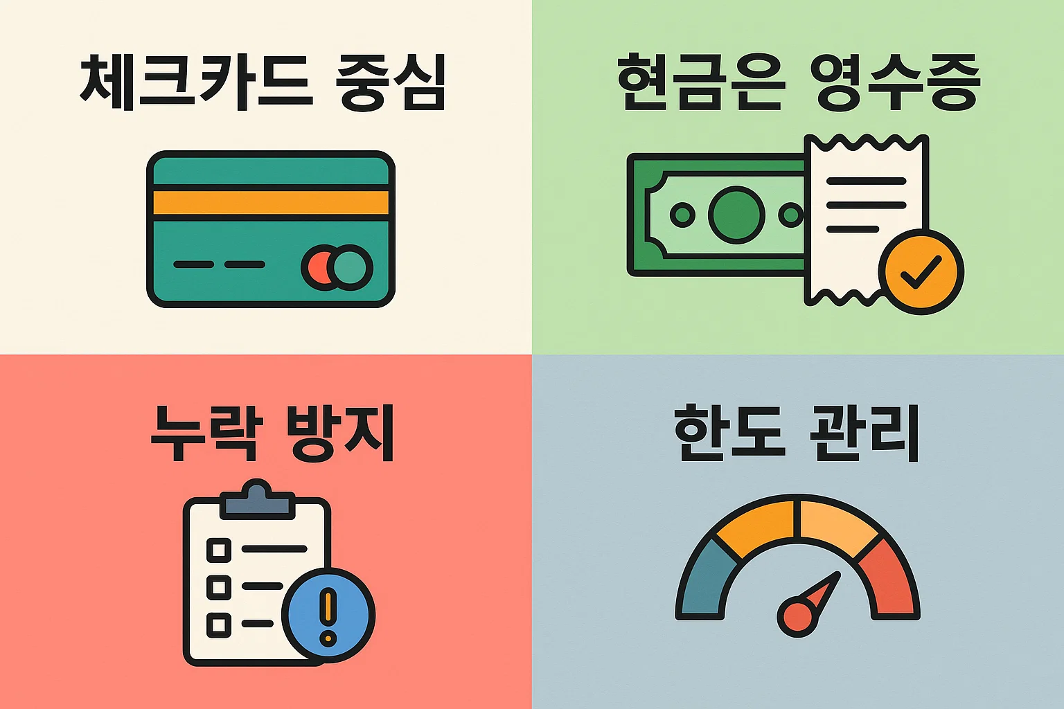 현금영수증과 체크카드를 병행 사용할 때 소득공제 누락을 방지하고 환급액을 극대화하기 위한 관리 전략을 정리한 실전 활용 이미지입니다