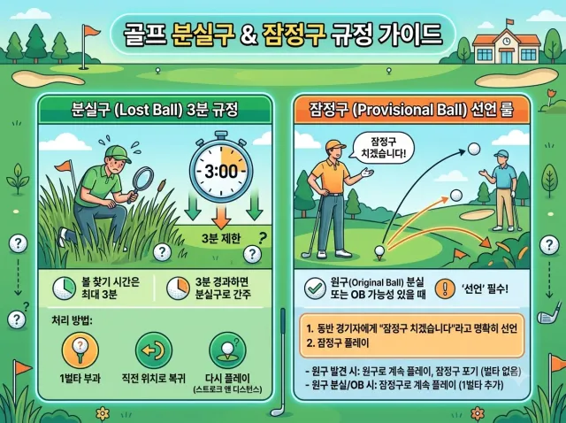 분실구 3분 규정과 잠정구 선언 룰에 대한 설명이미지