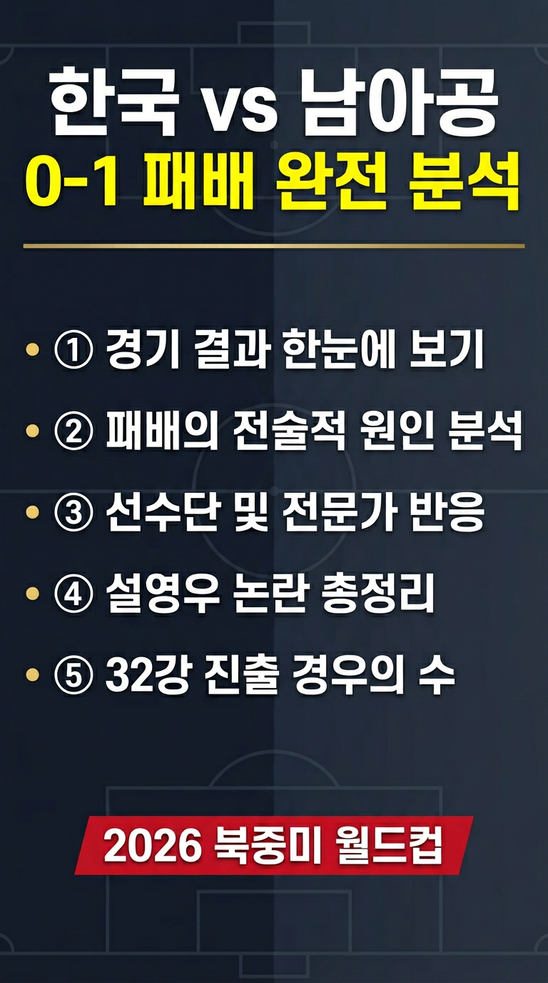 한국 남아공전 패배 원인 분석, 반응, 설영우 축구선수 논란 및 이유, 32강 진출 경우의 수, 전망 총정리