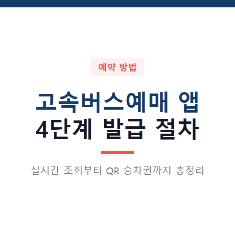 고속버스예매 앱 4단계 발급 절차와 고속버스표 예매 방법 총정리