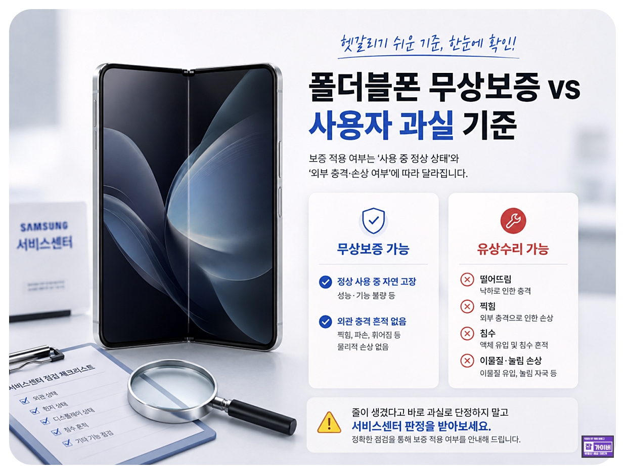 갤럭시 폴더블폰 무상보증과 사용자 과실 유상수리 판단 기준