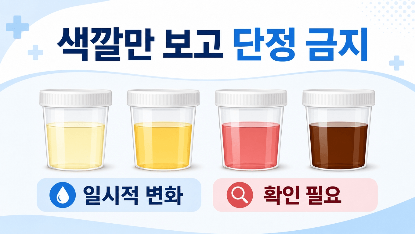 소변 색깔별 확인 기준을 정리한 일러스트