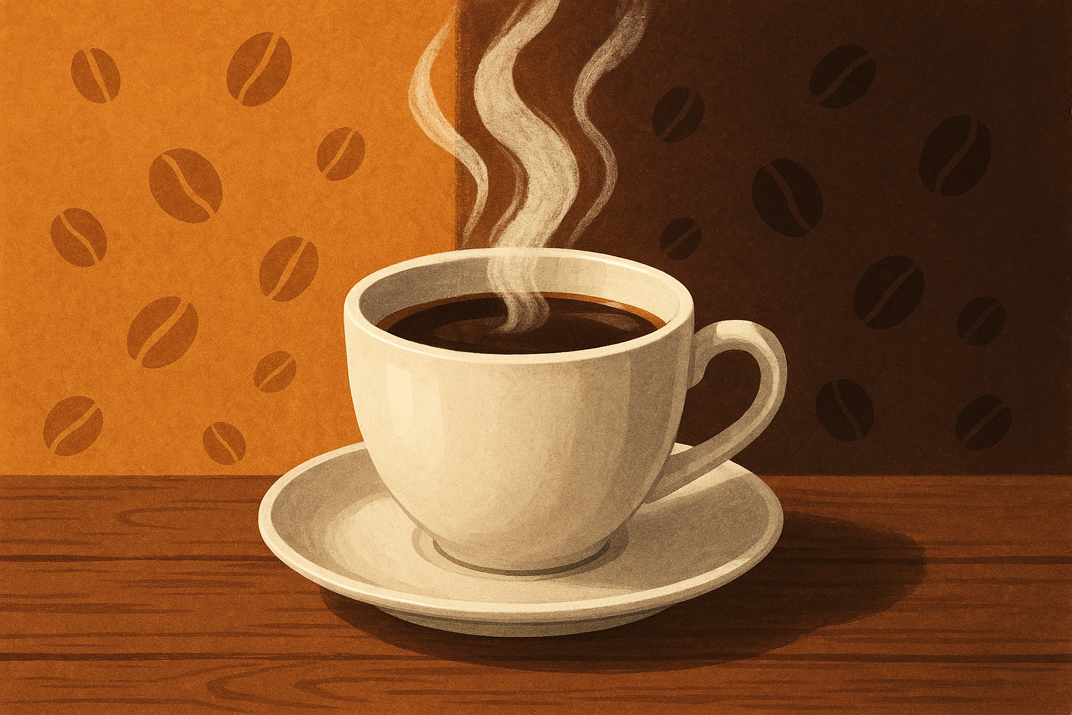 좌측 미디움, 우측 다크 대비 커피 일러스트