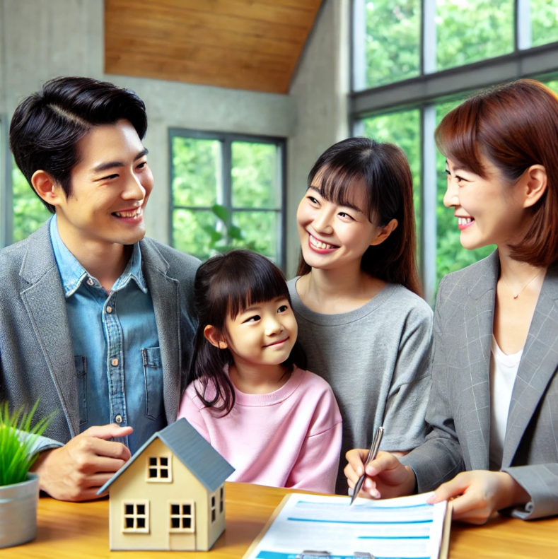 주택 상담을 받으며 주거 혜택을 확인하는 가족의 모습