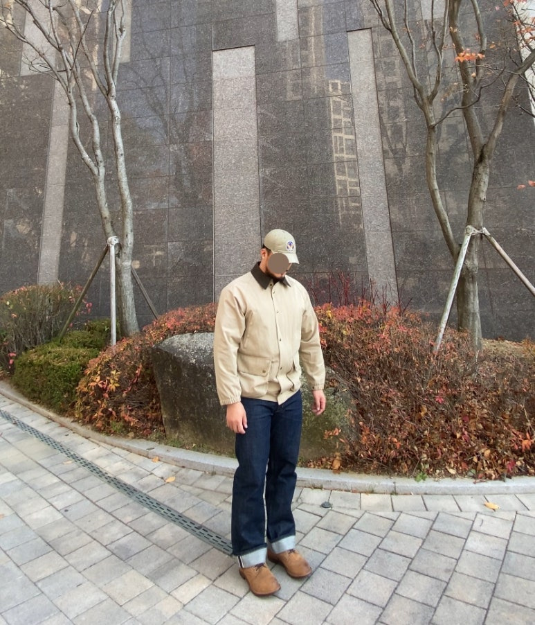 데일리룩('25. 11. 19.)폴로랄프로렌 더블알엘 가먼트다잉 트윌 볼캡, 그레이휴 사파리 재킷, 유니폼브릿지 셀비지 생지 데님 팬츠, 레드윙 아이언레인저 호손뮬스키너 스웨이드