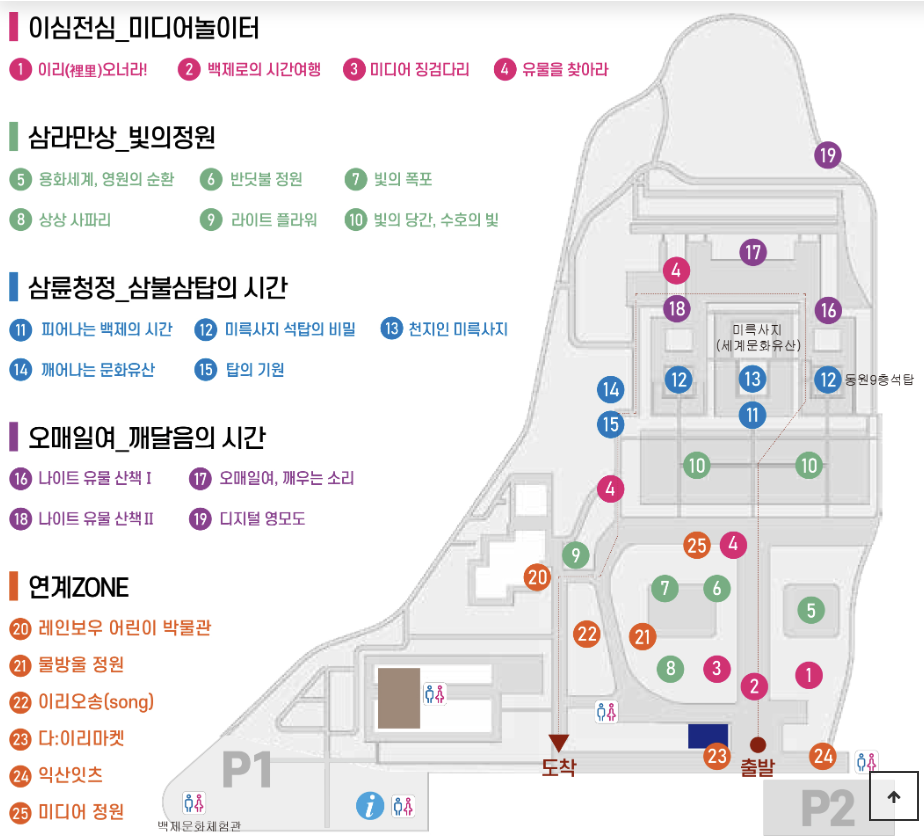 익산 미륵사지 미디어아트 행사 지도