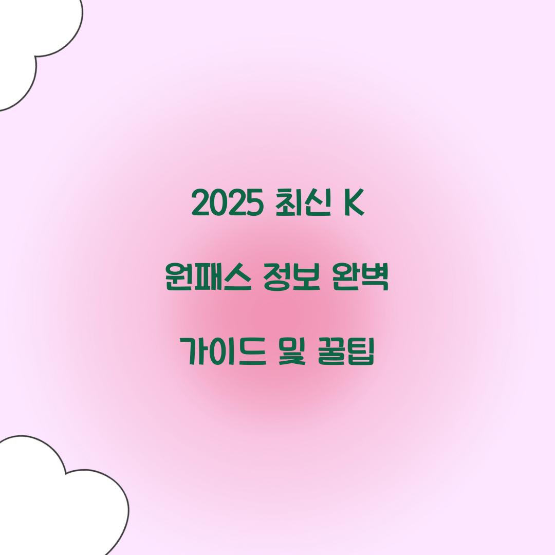 2025 최신 K 원패스 정보